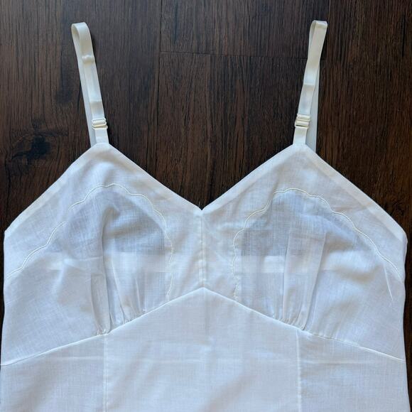 Vintage Sliperfection White Cotton Blend Slip Dress Adjustable Straps Size 36 - Picture 8 of 12